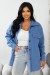 Рубашка -бомбер женская, цвет джинс, 257R153 Рубашка -бомбер женская, цвет джинс, 257R153