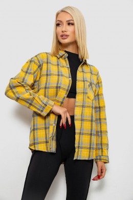 Рубашка женская в клетку, цвет желтый, 244R1070-1