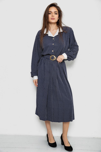Костюм жіночий класичний у горох, колір синьо-білий, 167R3001