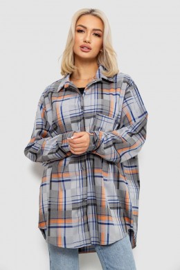 Рубашка женская в клетку, цвет серо-синий, 257R505