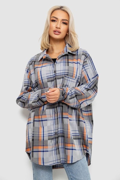 Рубашка женская в клетку, цвет серо-синий, 257R505