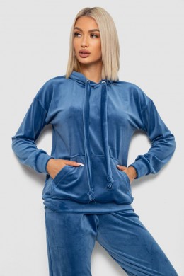 Спортивный костюм женский велюровый, цвет джинс, 241R1530-5