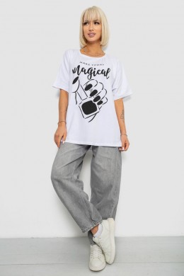 Футболка женская с принтом, цвет белый, 244R6005-1