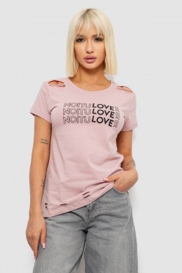 Футболка женская с принтом, цвет пудровый, 244R2232
