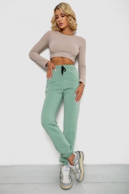 Спортивні штани жіночі на флісі, колір м'ятний, 238R57011
