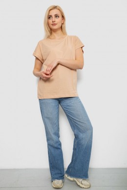 Футболка женская однотонная, цвет бежевый, 244R2300