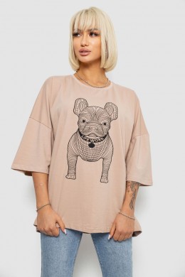 Футболка женская с принтом, цвет бежевый, 244R3008