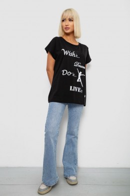 Футболка женская с принтом, цвет черный, 244R3004