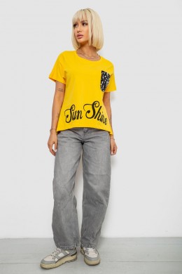 Футболка жіноча з принтом, колір жовтий, 244R2057