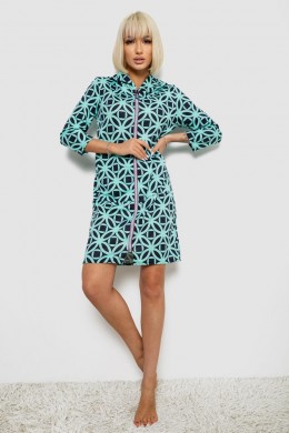 Халат жіночий на блискавці з принтом, колір м'ятний, 257R1027