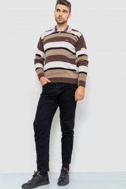 Свитер-обманка мужской, цвет бежево-коричневый, 161R901