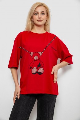 Футболка женская с принтом, цвет красный, 244R2016
