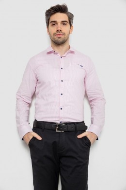 Рубашка мужская однотонная с принтом, цвет розовый, 186R2011