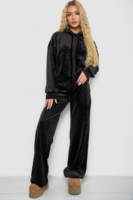 Спорт костюм женский велюровый свободного кроя, цвет черный, 241R2001-20