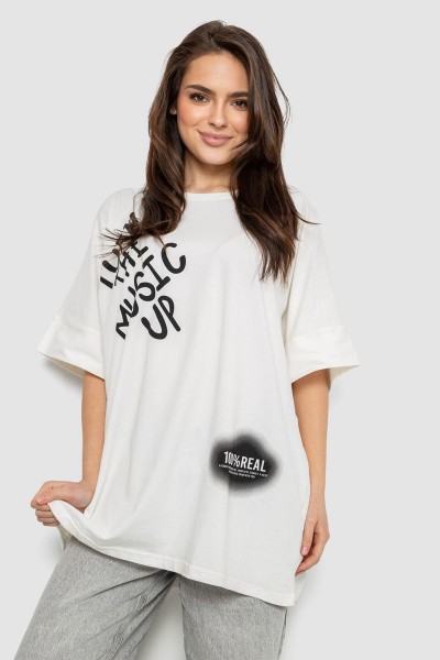 Футболка женская с принтом, цвет молочный, 244R4002-2