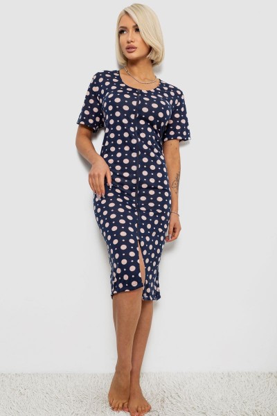 Халат жіночий на блискавці в горох, колір синій, 257R1030-4