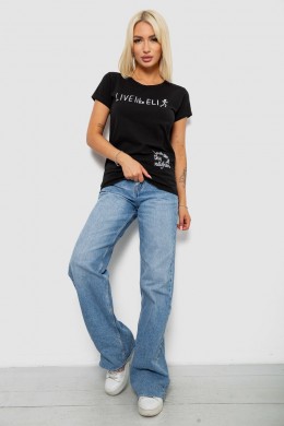 Футболка женская с принтом, цвет черный, 244R1013