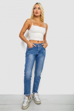 Джинсы женские однотонные Straight fit, цвет синий, 244RQ6169