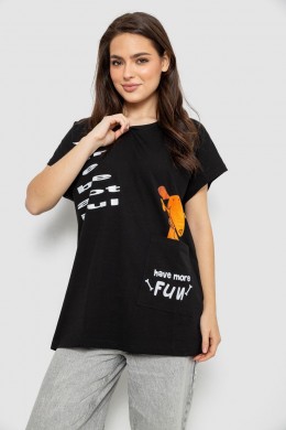 Футболка женская с принтом, цвет черный, 244R3002