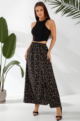 Юбка софт с цветочным принтом, цвет черный, 257R11
