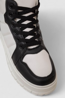 Кроссовки женские зимние на меху, цвет бело-черный, 248RMB02