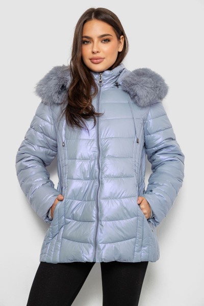 Куртка жіноча зимова коротка, колір блакитний, 244R23-711