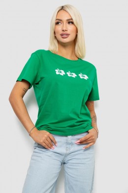 Футболка жіноча з принтом, колір зелений, 221R5072