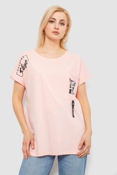 Футболка женская с принтом, цвет персиковый, 244R2413