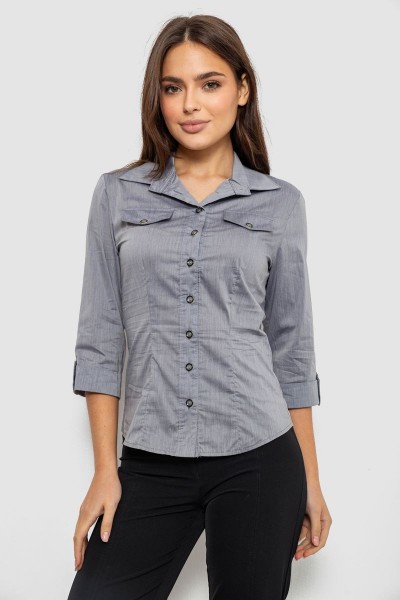 Сорочка жіноча однотонна, колір сірий, 230R068-6