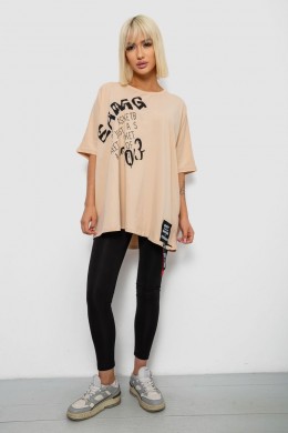Футболка женская с принтом, цвет бежевый, 244R5002