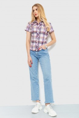 Рубашка женская в клетку, цвет сиренево-бежевый, 230R061-11
