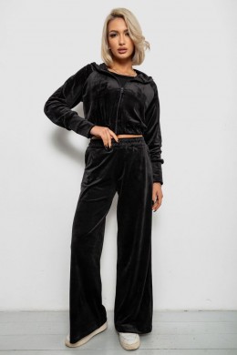 Спортивний костюм жіночий велюровий, колір чорний, 257R4125