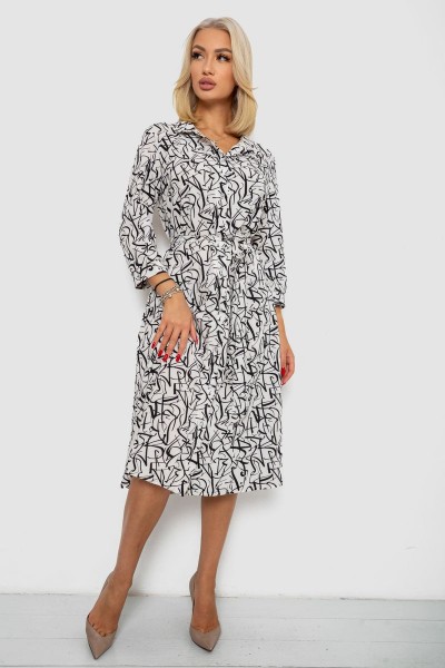 Платье софт на пуговицах с принтом, цвет белый, 230R117