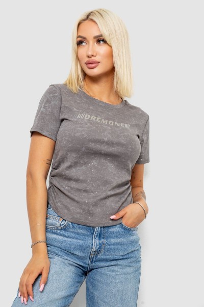 Футболка женская с принтом, цвет серый, 221R3307