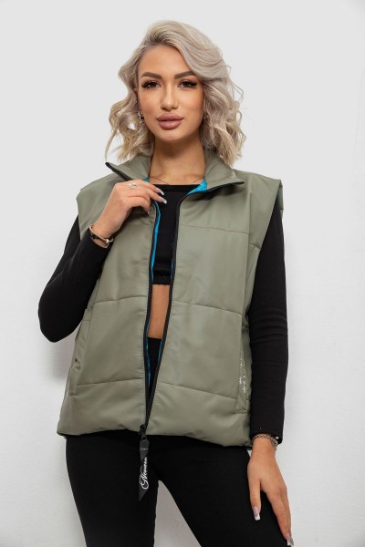 Жилет женский демисезонный экокожа, цвет хаки, 257R98-1