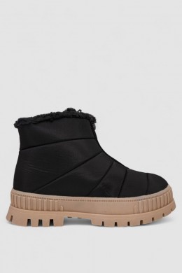 Дутики женские зимние на меху, цвет черно-бежевый, 248RCX1740