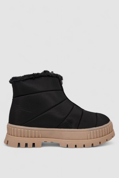 Дутики женские зимние на меху, цвет черно-бежевый, 248RCX1740