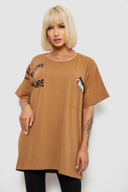 Футболка женская с принтом, цвет коричневый, 244R2511