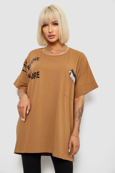 Футболка женская с принтом, цвет коричневый, 244R2511
