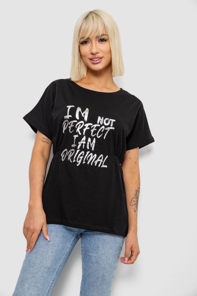 Футболка женская с принтом, цвет черный, 244R2349-5