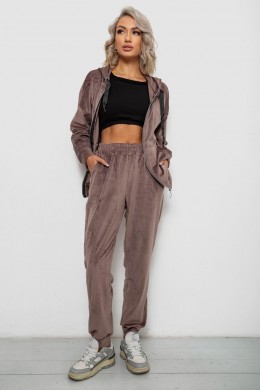 Спортивний костюм жіночий велюровий, колір мокко, 257R4119