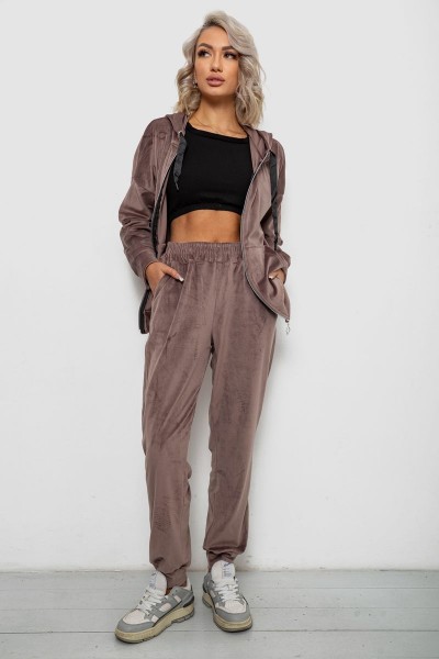 Спортивний костюм жіночий велюровий, колір мокко, 257R4119