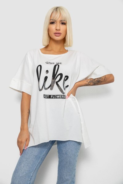 Футболка женская с принтом, цвет молочный, 244R4023