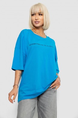 Футболка женская с принтом, цвет голубой, 244R2020