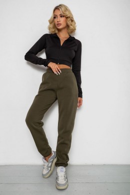 Спортивні штани жіночі на флісі, колір хакі, 238R57828