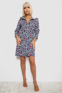 Халат женский на молнии с принтом, цвет сине-белый, 257R1026