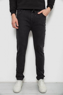 Джинсы мужские на резинке утепленные, цвет черный, 244R666