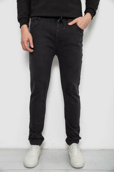 Джинсы мужские на резинке утепленные, цвет черный, 244R666