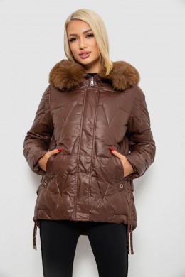 Куртка женская зимняя короткая, цвет коричневый, 244R865
