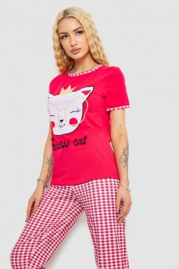 Пижама женская с принтом, цвет малиновый, 243R15694